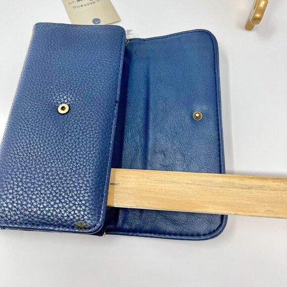 G.H. Bass & Co. Wallet Dark Blue Pebbled  Leather  Tifold  Unisex NWT - Picture 10 of 13